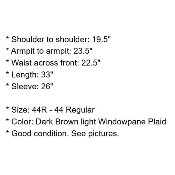 Perry Ellis Sport Coat Mens 44R Brown Windowpane Jacket Blazer Lined Career - Picture 4 of 15